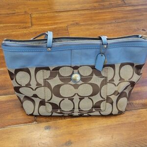 Elegant Blue and Brown Tote Bag